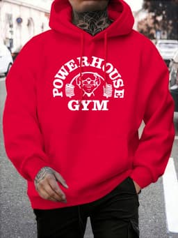 Powerhouse Gym Letter Printing Men Comfy Basics Hoodie Fleece Pullovers Simple O-Neck Long Sleeve Unisex Street Hip Hop Clothes