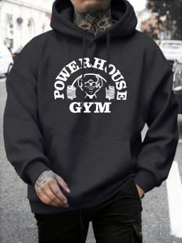 Powerhouse Gym Letter Printing Men Comfy Basics Hoodie Fleece Pullovers Simple O-Neck Long Sleeve Unisex Street Hip Hop Clothes