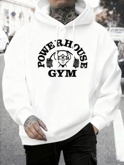 Powerhouse Gym Letter Printing Men Comfy Basics Hoodie Fleece Pullovers Simple O-Neck Long Sleeve Unisex Street Hip Hop Clothes