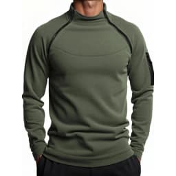 Autumn Winter Men's Polar Fleece Sweatshirt Outdoor Warm Tactical Double Zipper Stand Collar Top Casual Solid Color Sweatshirt