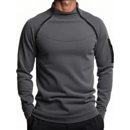 Autumn Winter Men's Polar Fleece Sweatshirt Outdoor Warm Tactical Double Zipper Stand Collar Top Casual Solid Color Sweatshirt