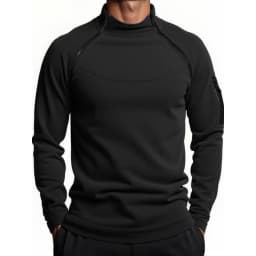 Autumn Winter Men's Polar Fleece Sweatshirt Outdoor Warm Tactical Double Zipper Stand Collar Top Casual Solid Color Sweatshirt