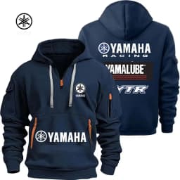 Yamaha YamaLube Logo Motorcycle Racing Team Men Half Zipper Hoodie Spring Male Sweatshirt Fashion Sports Men's Pullover Clothes
