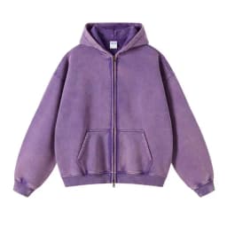 Spring Autumn New Fahsion Men's Casual Trendy Loose Solid Color Waxed Hooded Hoodies American Zipper Washed Vintage Coat Male
