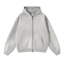 Spring Autumn New Fahsion Men's Casual Trendy Loose Solid Color Waxed Hooded Hoodies American Zipper Washed Vintage Coat Male