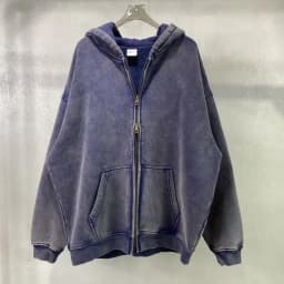 Spring Autumn New Fahsion Men's Casual Trendy Loose Solid Color Waxed Hooded Hoodies American Zipper Washed Vintage Coat Male