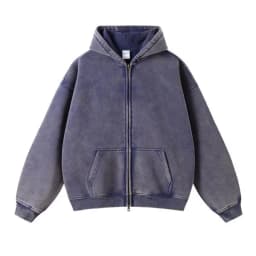 Spring Autumn New Fahsion Men's Casual Trendy Loose Solid Color Waxed Hooded Hoodies American Zipper Washed Vintage Coat Male
