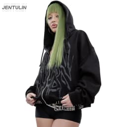 Y2K Retro Hoodie Men's Satan Club Print STNCLB Zip Pullover Sweatshirts High Street Hip Hop Streetwear Oversized Clothing Jacket