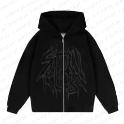 Y2K Retro Hoodie Men's Satan Club Print STNCLB Zip Pullover Sweatshirts High Street Hip Hop Streetwear Oversized Clothing Jacket