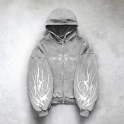 Hip Hop Mens Zipper Hoodie Black Grey 3D Dark Print Pattern Y2k Gothic Harajuku Autumn Loose Fashion Personality Street Hoodie