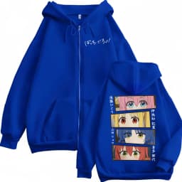 Bocchi The Rock Anime Graphic Zipper Hoodie Harajuku Japanese Cartoon Zip Up Sweatshirt Men Women Fashion Casual Loose Pullovers