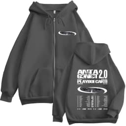 Rapper Playboi Carti Antagonist 2.0 Tour 2025 Fans Zip Up Hoody Men Women Hip Hop Retro Long Sleeve Sweatshirt Coats Streetwear