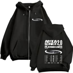 Rapper Playboi Carti Antagonist 2.0 Tour 2025 Fans Zip Up Hoody Men Women Hip Hop Retro Long Sleeve Sweatshirt Coats Streetwear