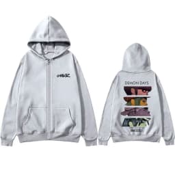 Rock Band Gorillaz Demon Days Eyes Graphic Zipper Hoodie Men Hip Hop Fashion Oversized Zip Up Jacket Unisex Zip Up Sweatshirt