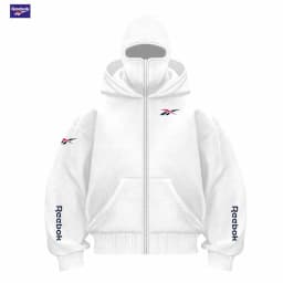 Reebok Men's New Fall/Winter Double-Pocket Hooded Sweater with Face Mask and Zipper Sports Outfit - Loose and Comfortable to Wea