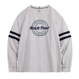 Maden Men‘s Retro Striped Embroidery Sweatshirt Grey Lightweight Crewneck Long Sleeve Top Thin Knit Pullover for Spring Autumn