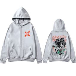 Anime My Hero Academia Zipper Hoodie Cartoon Bakugou Katsuki Graphic Zip Up Jacket Men Women Manga Oversized Zip Up Sweatshirt