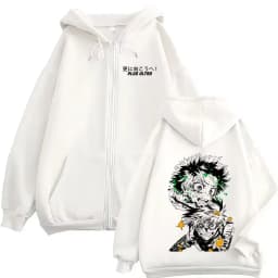 Anime My Hero Academia Zipper Hoodie Cartoon Bakugou Katsuki Graphic Zip Up Jacket Men Women Manga Oversized Zip Up Sweatshirt