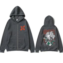 Anime My Hero Academia Zipper Hoodie Cartoon Bakugou Katsuki Graphic Zip Up Jacket Men Women Manga Oversized Zip Up Sweatshirt