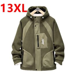 Men autumn winter warm fleece jacket new style extra size hooded fleece and thick zipper sweatshirt oversized 13xl 190kg