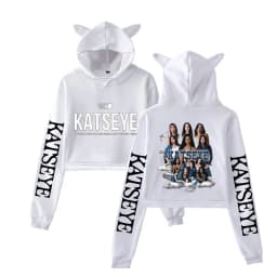 Girl Group KATSEYE Graphic Hoodie Women Casual Vintage Sweatshirt Cute Cat Ear Crop Tops Hot Katseye Streetwear Cropped Tops