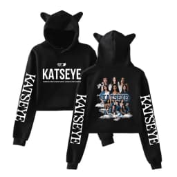Girl Group KATSEYE Graphic Hoodie Women Casual Vintage Sweatshirt Cute Cat Ear Crop Tops Hot Katseye Streetwear Cropped Tops