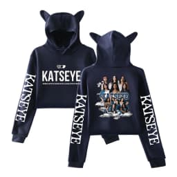 Girl Group KATSEYE Graphic Hoodie Women Casual Vintage Sweatshirt Cute Cat Ear Crop Tops Hot Katseye Streetwear Cropped Tops