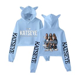 Girl Group KATSEYE Graphic Hoodie Women Casual Vintage Sweatshirt Cute Cat Ear Crop Tops Hot Katseye Streetwear Cropped Tops