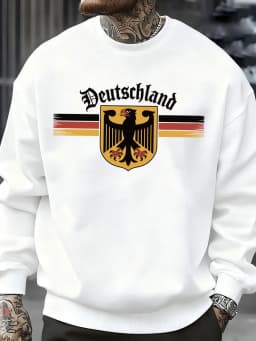 Deutschland National Emblem Printed Sweatshirt Men Autumn Hip Hop Pullovers Crewneck Fleece Top Oversized Street Tracksuit