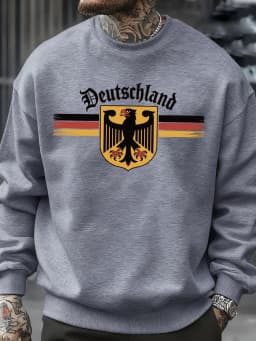 Deutschland National Emblem Printed Sweatshirt Men Autumn Hip Hop Pullovers Crewneck Fleece Top Oversized Street Tracksuit