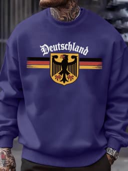 Deutschland National Emblem Printed Sweatshirt Men Autumn Hip Hop Pullovers Crewneck Fleece Top Oversized Street Tracksuit