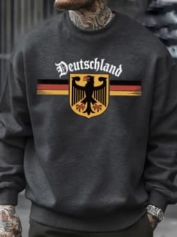 Deutschland National Emblem Printed Sweatshirt Men Autumn Hip Hop Pullovers Crewneck Fleece Top Oversized Street Tracksuit