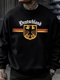 Deutschland National Emblem Printed Sweatshirt Men Autumn Hip Hop Pullovers Crewneck Fleece Top Oversized Street Tracksuit