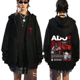 Ado World Tour 2025 Hibana Zipper Hoodie Men Women Fashion Japanese Style Zip Up Jacket Unisex Casual Vintage Zip Up Sweatshirt