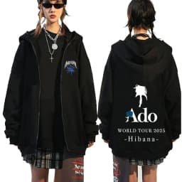 Ado World Tour 2025 Hibana Zipper Hoodie Men Women Fashion Japanese Style Zip Up Jacket Unisex Casual Vintage Zip Up Sweatshirt