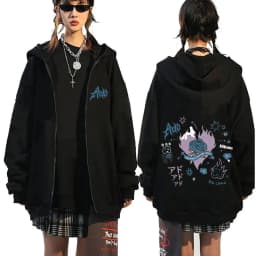 Ado World Tour 2025 Hibana Zipper Hoodie Men Women Fashion Japanese Style Zip Up Jacket Unisex Casual Vintage Zip Up Sweatshirt