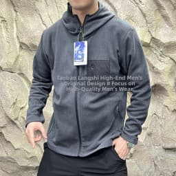 Afashion Outdoor Pineapple Pattern Knitted Fleece Hoodie Men's Breathable Comfortable Polyester Long Sleeve Zipper Casual Sweat