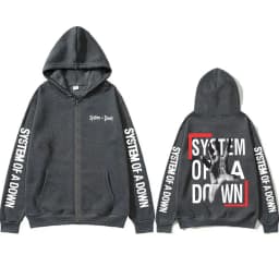 System of A Down Zipper Hoodie Men Women Rock Vintage Fleece Zip Up Jacket Men's 90s Alternative Metal Merch Zip Up Sweatshirt