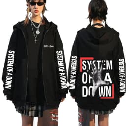 System of A Down Zipper Hoodie Men Women Rock Vintage Fleece Zip Up Jacket Men's 90s Alternative Metal Merch Zip Up Sweatshirt