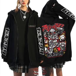 Anime Gachiakuta Enjin Same Style Zipper Hoodie Men Women Casual Oversized Zip Up Jacket Unisex Manga Cosplay Zip Up Sweatshirts