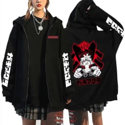 Anime Gachiakuta Enjin Same Style Zipper Hoodie Men Women Casual Oversized Zip Up Jacket Unisex Manga Cosplay Zip Up Sweatshirts
