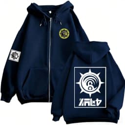 Anime Gachiakuta Enjin Same Style Zipper Hoodie Men Women Casual Oversized Zip Up Jacket Unisex Manga Cosplay Zip Up Sweatshirts