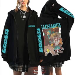 Anime Gachiakuta Enjin Same Style Zipper Hoodie Men Women Casual Oversized Zip Up Jacket Unisex Manga Cosplay Zip Up Sweatshirts