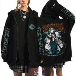 Anime Gachiakuta Enjin Same Style Zipper Hoodie Men Women Casual Oversized Zip Up Jacket Unisex Manga Cosplay Zip Up Sweatshirts