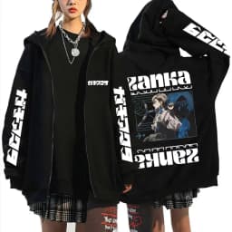 Anime Gachiakuta Enjin Same Style Zipper Hoodie Men Women Casual Oversized Zip Up Jacket Unisex Manga Cosplay Zip Up Sweatshirts