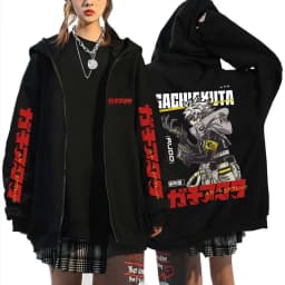Anime Gachiakuta Enjin Same Style Zipper Hoodie Men Women Casual Oversized Zip Up Jacket Unisex Manga Cosplay Zip Up Sweatshirts