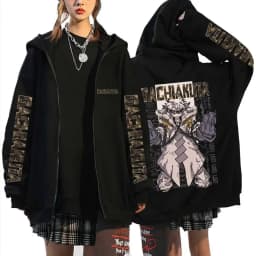 Anime Gachiakuta Enjin Same Style Zipper Hoodie Men Women Casual Oversized Zip Up Jacket Unisex Manga Cosplay Zip Up Sweatshirts