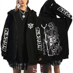 Anime Gachiakuta Enjin Same Style Zipper Hoodie Men Women Casual Oversized Zip Up Jacket Unisex Manga Cosplay Zip Up Sweatshirts