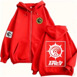 Anime Gachiakuta Enjin Same Style Zipper Hoodie Men Women Casual Oversized Zip Up Jacket Unisex Manga Cosplay Zip Up Sweatshirts