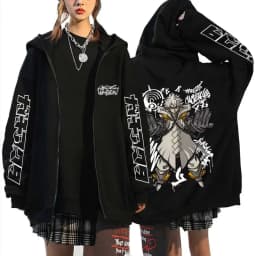 Anime Gachiakuta Enjin Same Style Zipper Hoodie Men Women Casual Oversized Zip Up Jacket Unisex Manga Cosplay Zip Up Sweatshirts